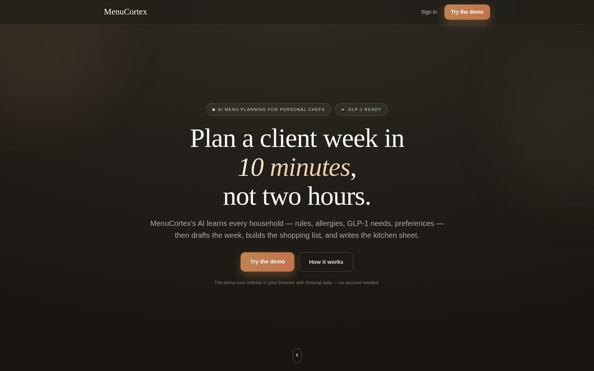 MenuCortex homepage